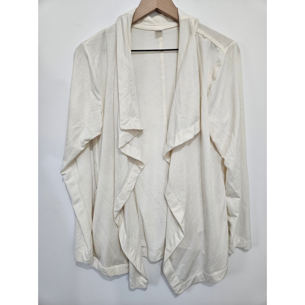 Old Navy Active Womens Cream Open Front Draped Waterfall Cardigan Jacket Large